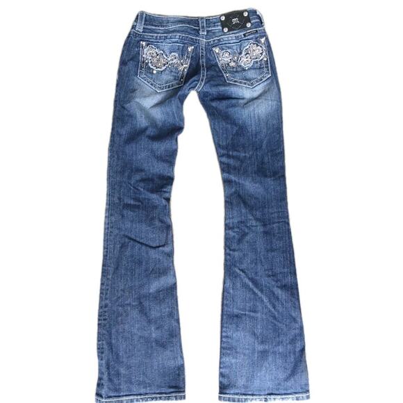 Miss Me Jeans Womens Size 26 Slim Boot Blue Boot Cut Denim Style Distress - Picture 2 of 14